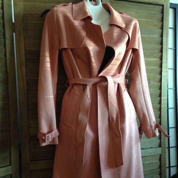 Gorgeous Fluffy Casual Rose Removable Belt Side Pockets Open Front Coat - Picture 9 of 16